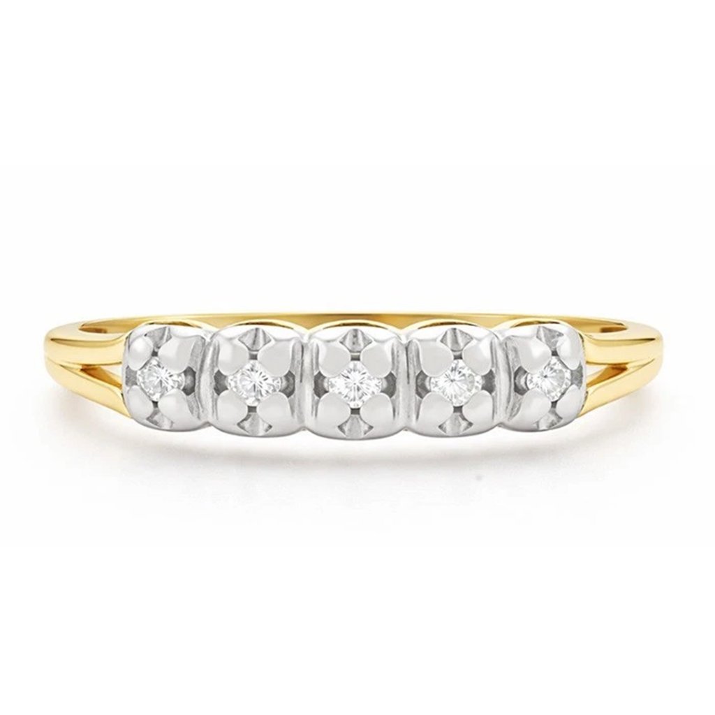 Genuine Diamond Ring 10k Yellow Gold